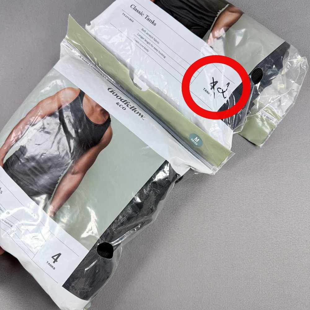 Goodfellow & Co Mens M Black Cotton Classic 6 Tank Top Undershirt 6 Pack Bundle - Picture 5 of 7